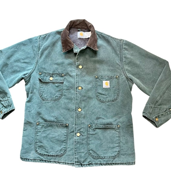 Vintage Men’s Carhartt Chore Coat C02 Moss Green Blanket Lined Made in USA Sz M - Picture 9 of 14
